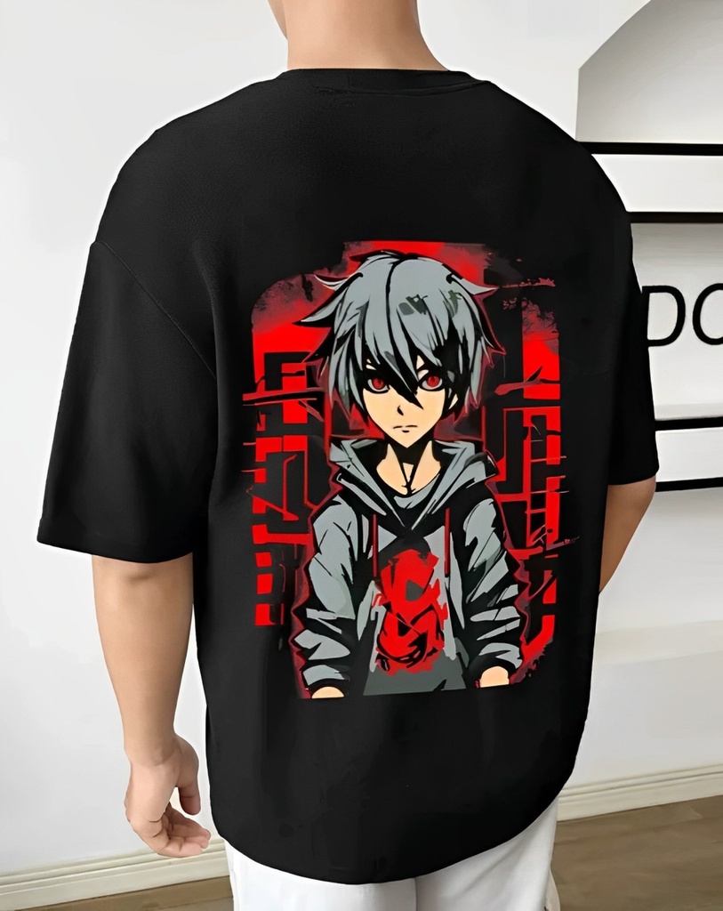 Men's Classic Sharingan Themed Oversized Anime T-Shirt