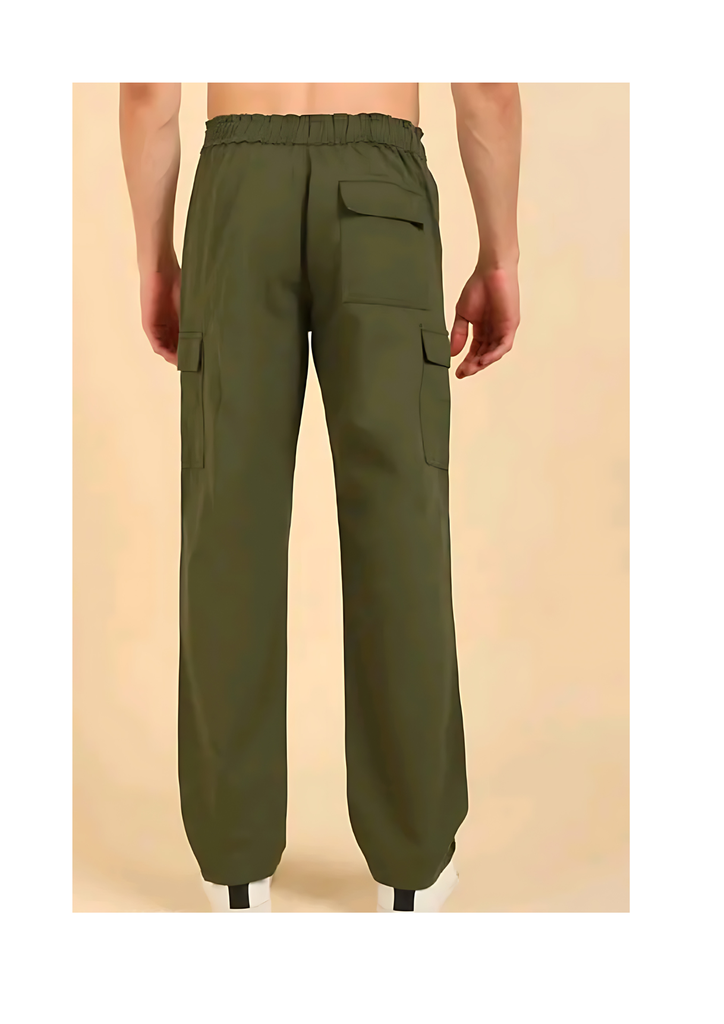 Trendy Men's Olive Green Trousers/Cargo Pants