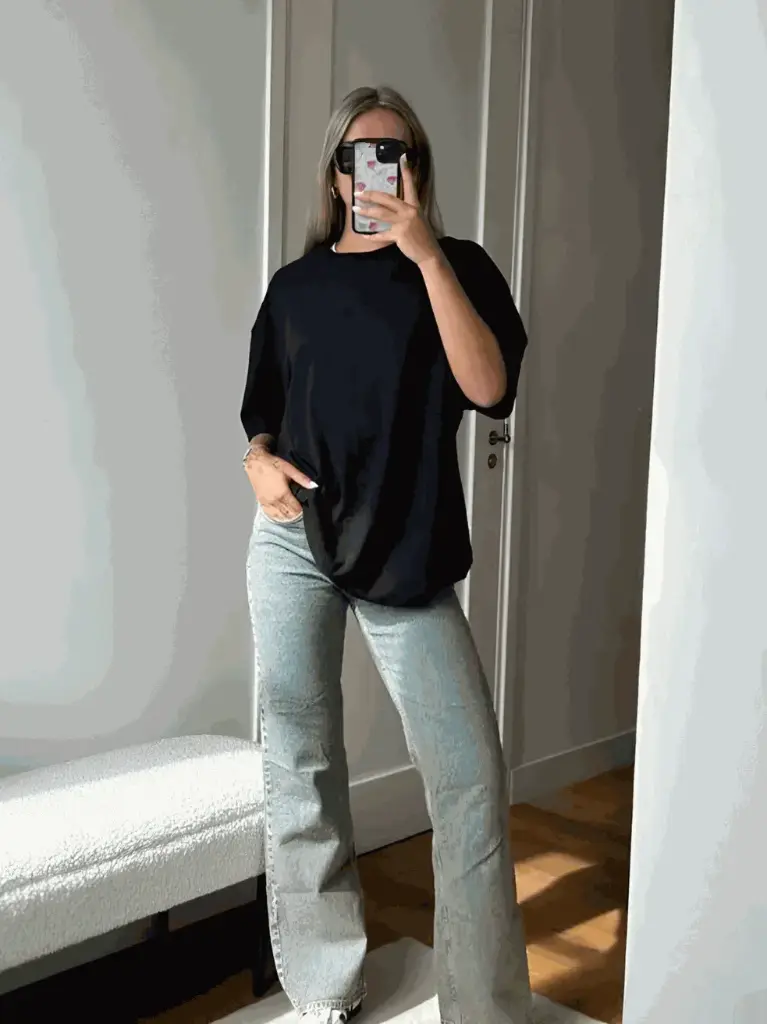 Basic Black Oversized T-Shirt for Women