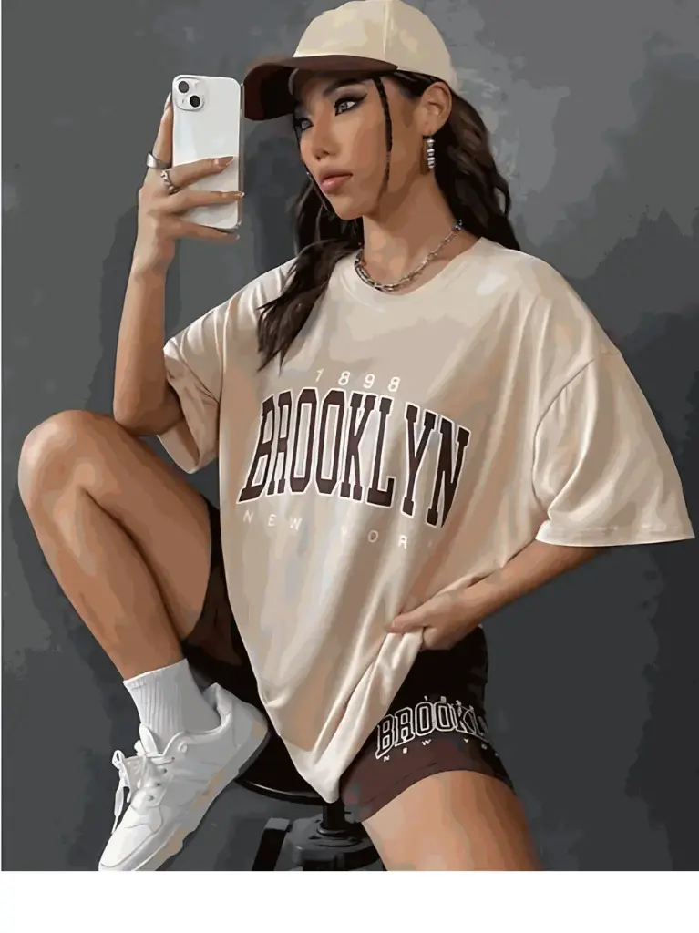 Beige Brooklyn Oversized Women's T-Shirt(40% OFF)