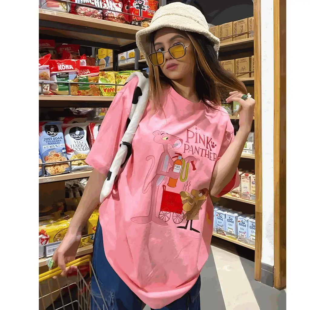 Pink Oversized Women's T-Shirt