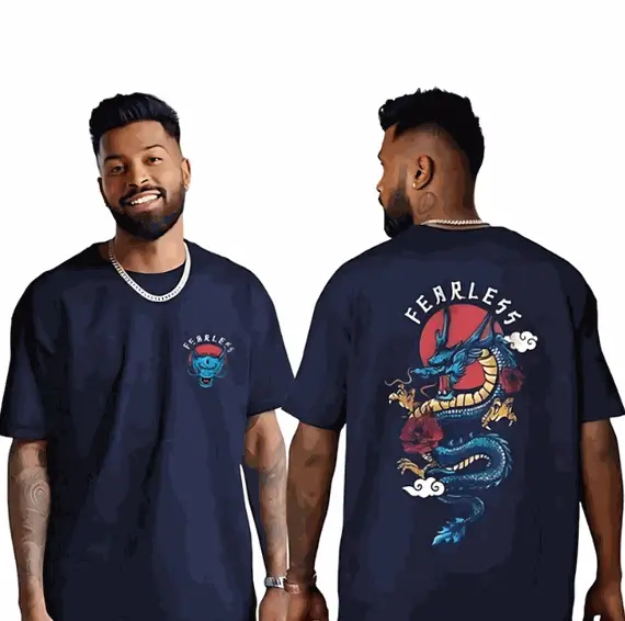 Blue Dragon Oversized Men's T-Shirt