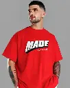 Red Printed Oversized Men's T-Shirt(10% OFF)