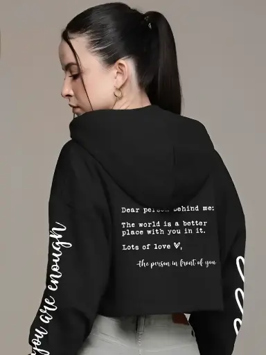 ﻿Black Cropped Hoodie for Women﻿