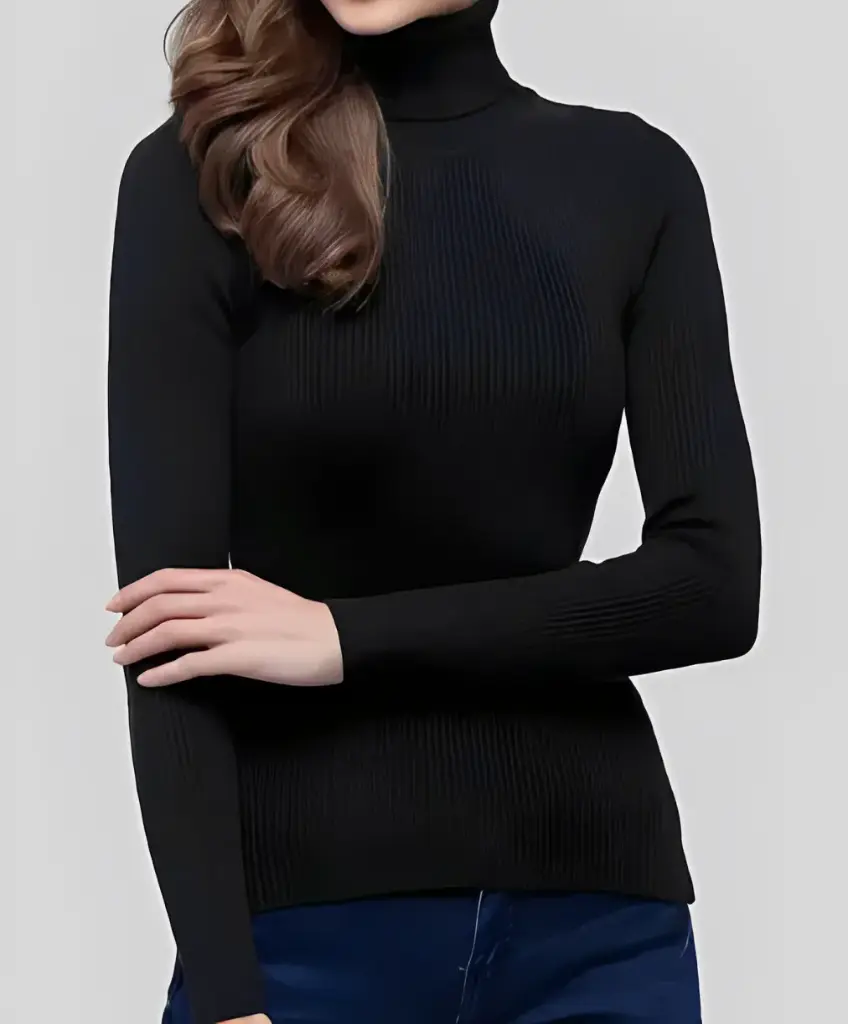 ﻿Black Turtle Neck Sweater for Women﻿