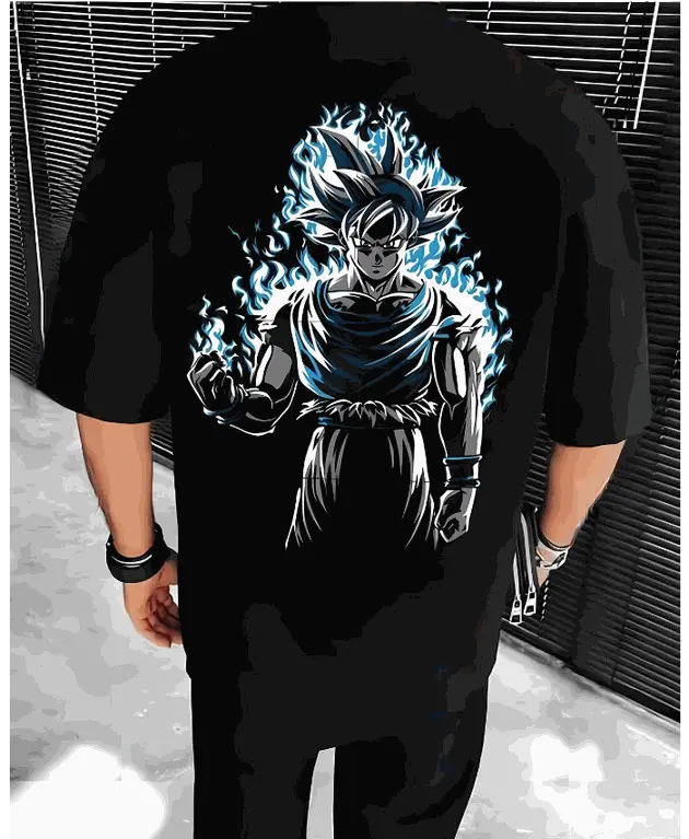 Goku Printed Oversized Men's T-Shirt/Black