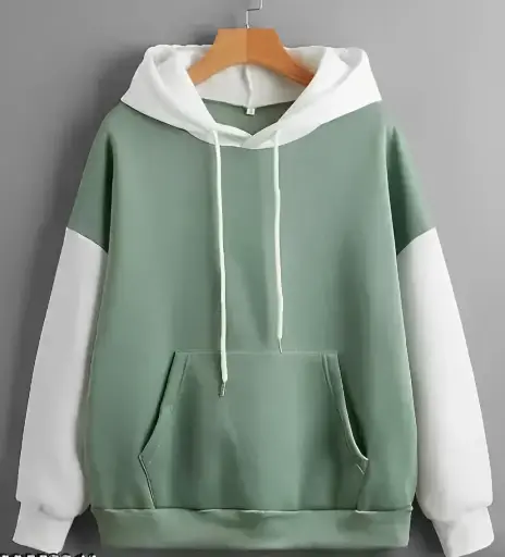 Green and White Hoodie for Women