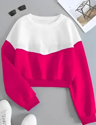 Dual Toned Cropped Sweatshirt for Women