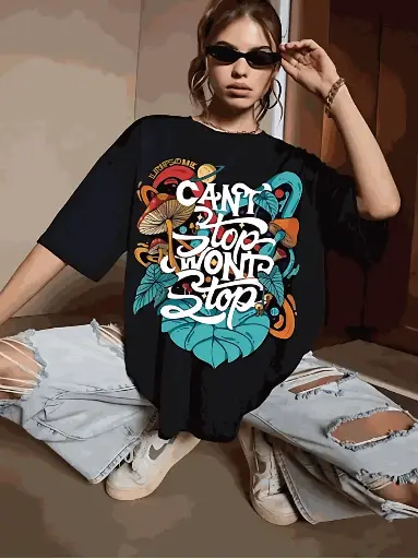 Printed Oversized T-Shirt for Women