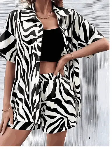 Zebra Printed Co-Ord Set for Women(40% OFF)