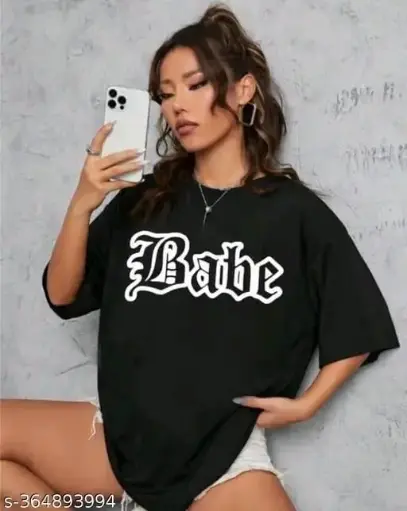 Babe Printed Oversized Women's T-Shirt(40% OFF)