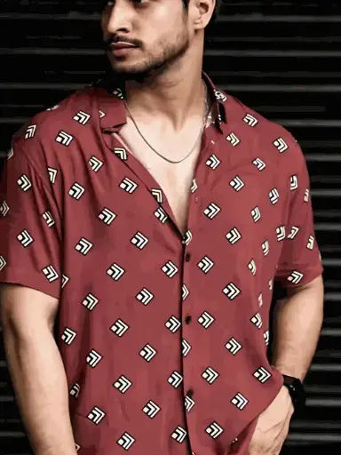 Men's Red Printed Shirt