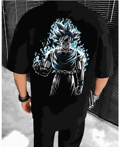 Goku Printed Oversized Men's T-Shirt/Black