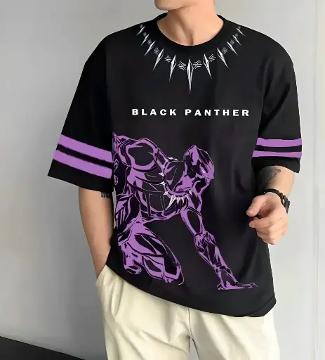 Men's Oversized Black Panther T-Shirt(20% OFF)